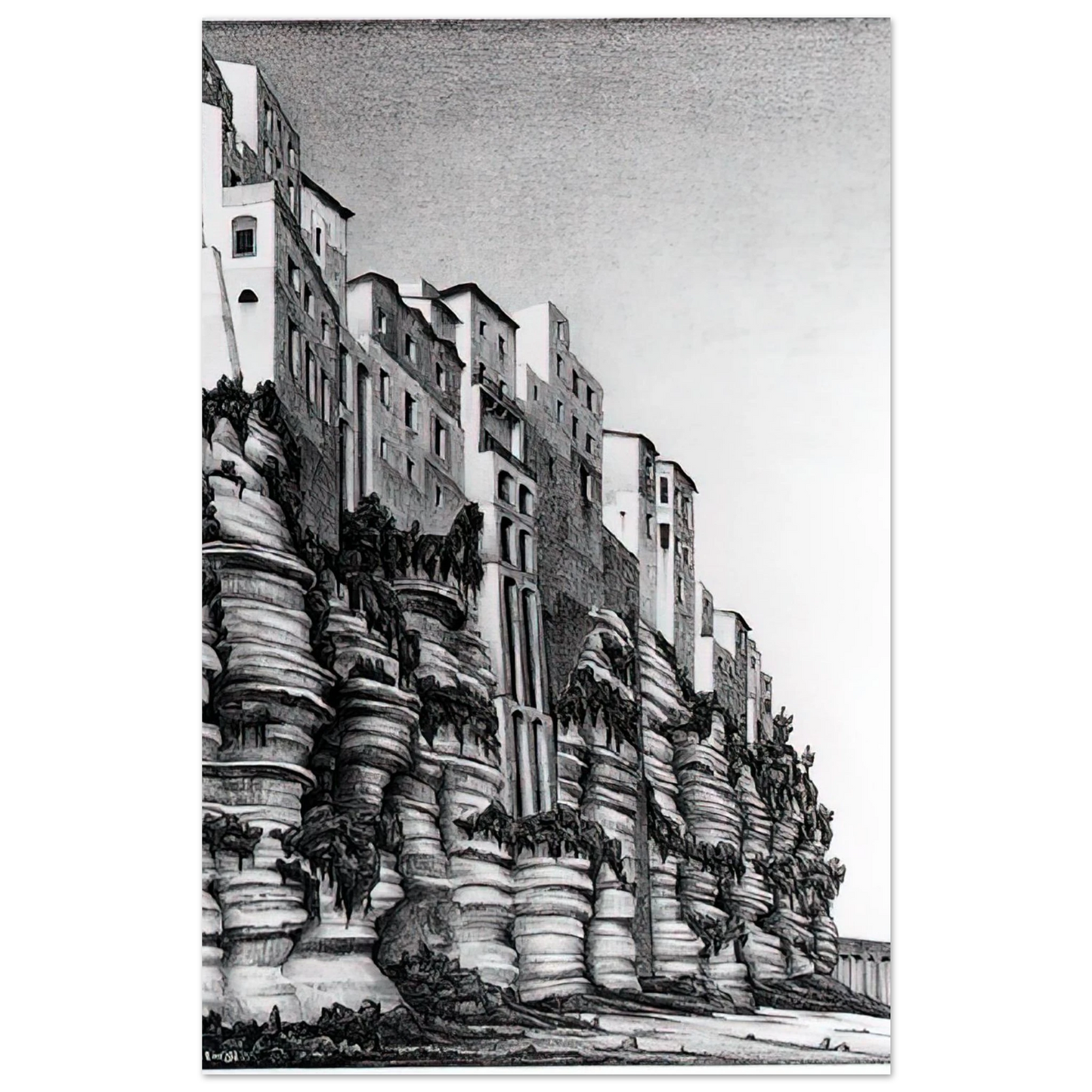 MC Escher - TROPEA CALABRIA Wall art - 45x60 cm / 18x24 inches - Fine Art Poster-canvas - -