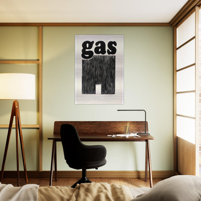 GAS 1962 - Edward Ruscha Brushed Aluminum Print - 70x100 cm / 28x40 inches | Edward Ruscha Aluminum Print | Edward Ruscha Prints