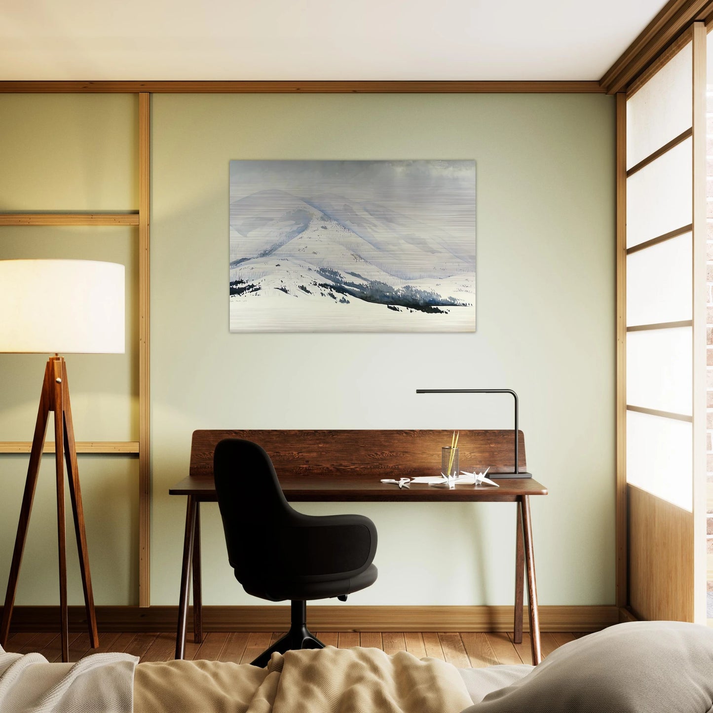Snowy Mountain - Eyvind Earle Brushed Aluminum Print - 70x100 cm / 28x40 inches | Eyvind Earle Aluminum Print | Eyvind Earle Prints