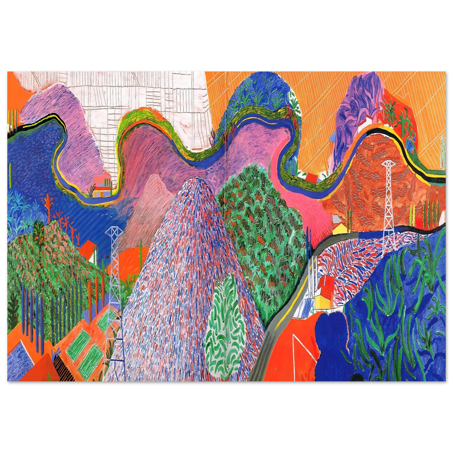 David Hockney - David Hockney Wall art - 13x18 cm / 5x7 inches - Premium Wooden Framed Poster With Fine Art Paper-canvas - Wood frame