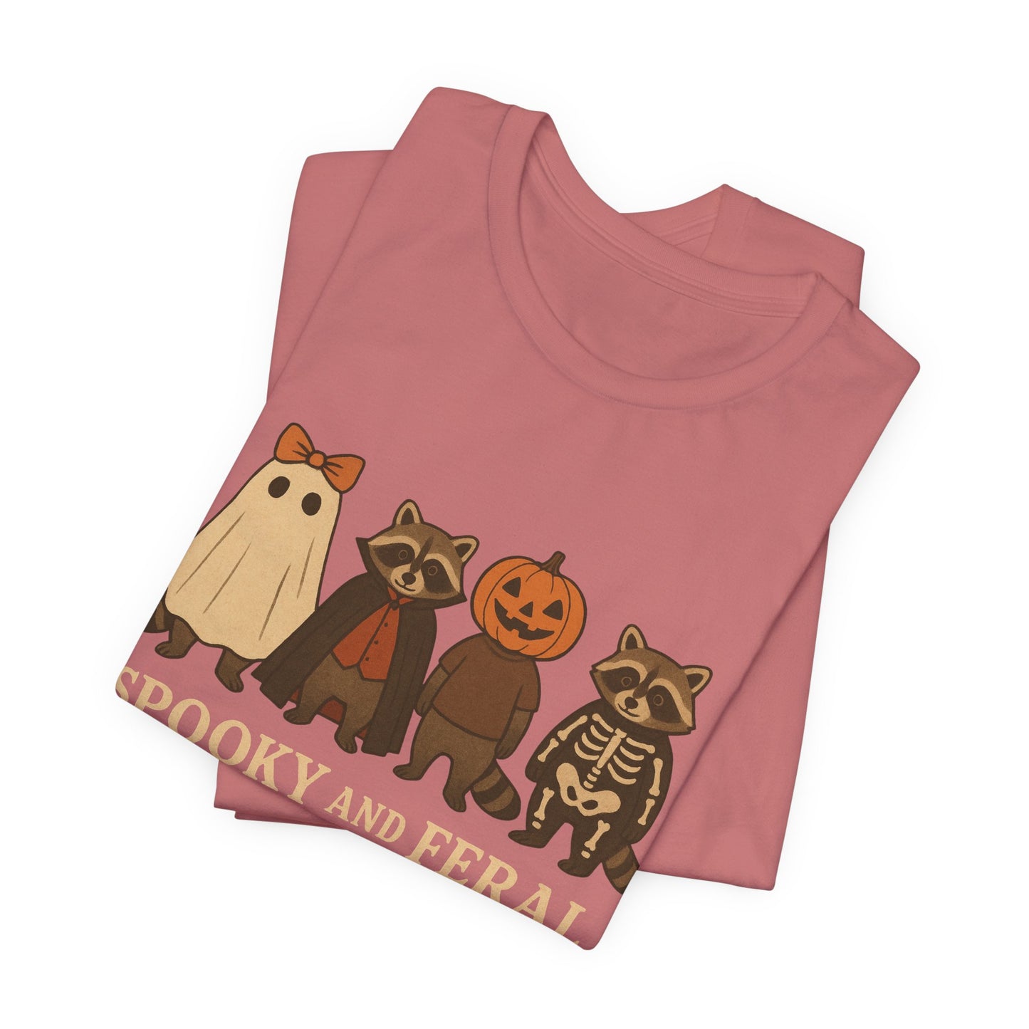 Camiseta de mapache espeluznante, divertida camiseta gráfica de Halloween, bonita camiseta vintage de otoño, moderna camiseta de Halloween para mujer, camiseta de mapache salvaje