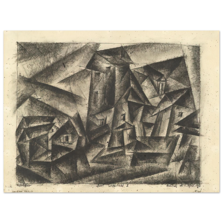 Lyonel Feininger - THE VILLAGE OF LEGEFELD I DORF LEGEFELD I 1916  75x100 cm / 30x40inches Fine Art Poster
