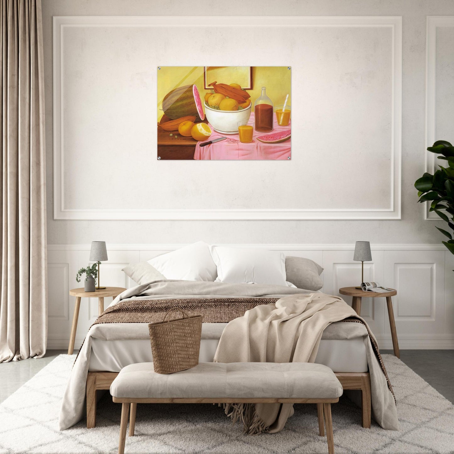 STILL LIFE WITH ORANGEADE - Fernando Botero Acrylic Print - 70x100 cm / 28x40″ inches