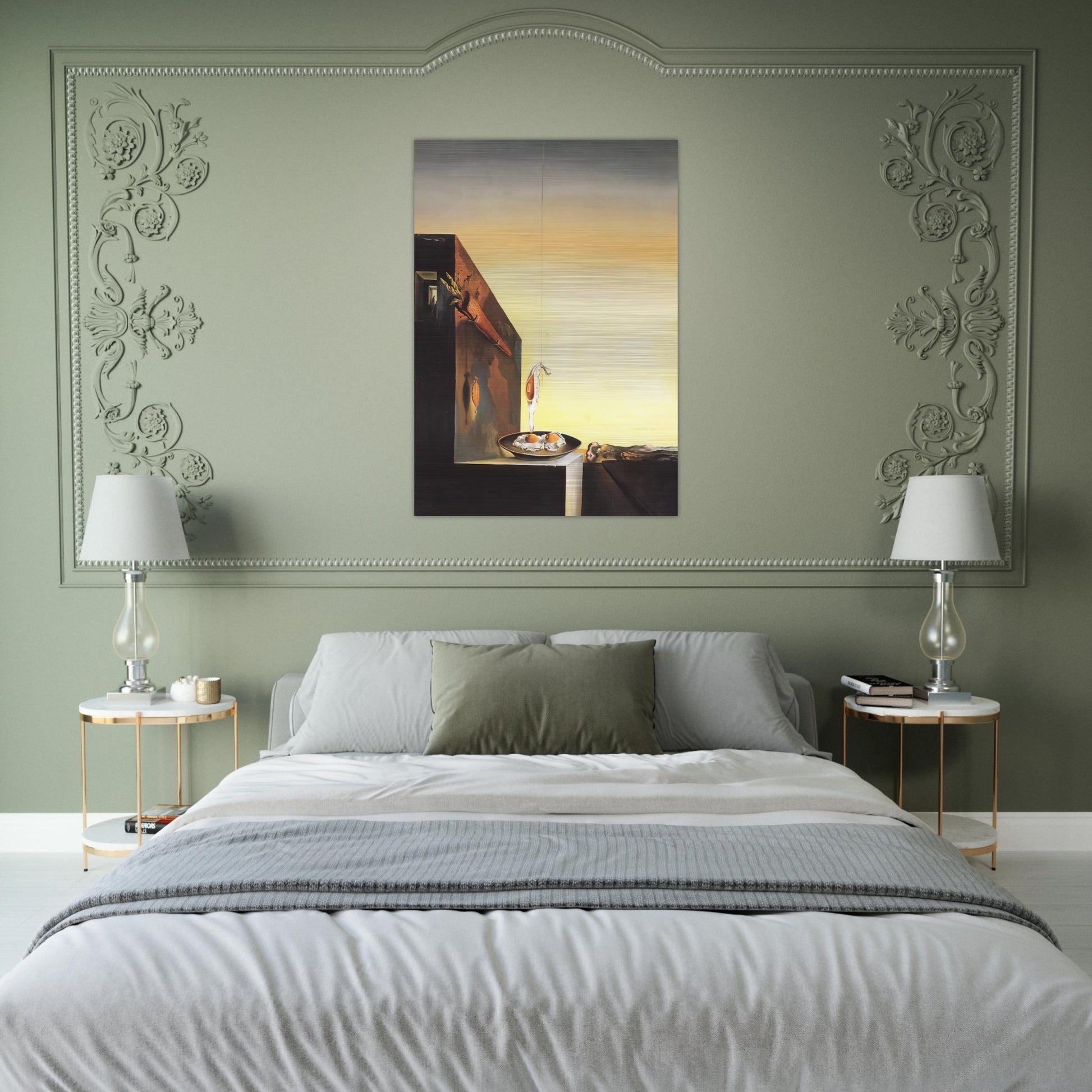 EGGS ON PLATE WITHOUT THE FLAT - Salvador Dali Brushed Aluminum Print - 70x100 cm / 28x40 inches | Salvador Dali Aluminum Print | Salvador Dali Prints