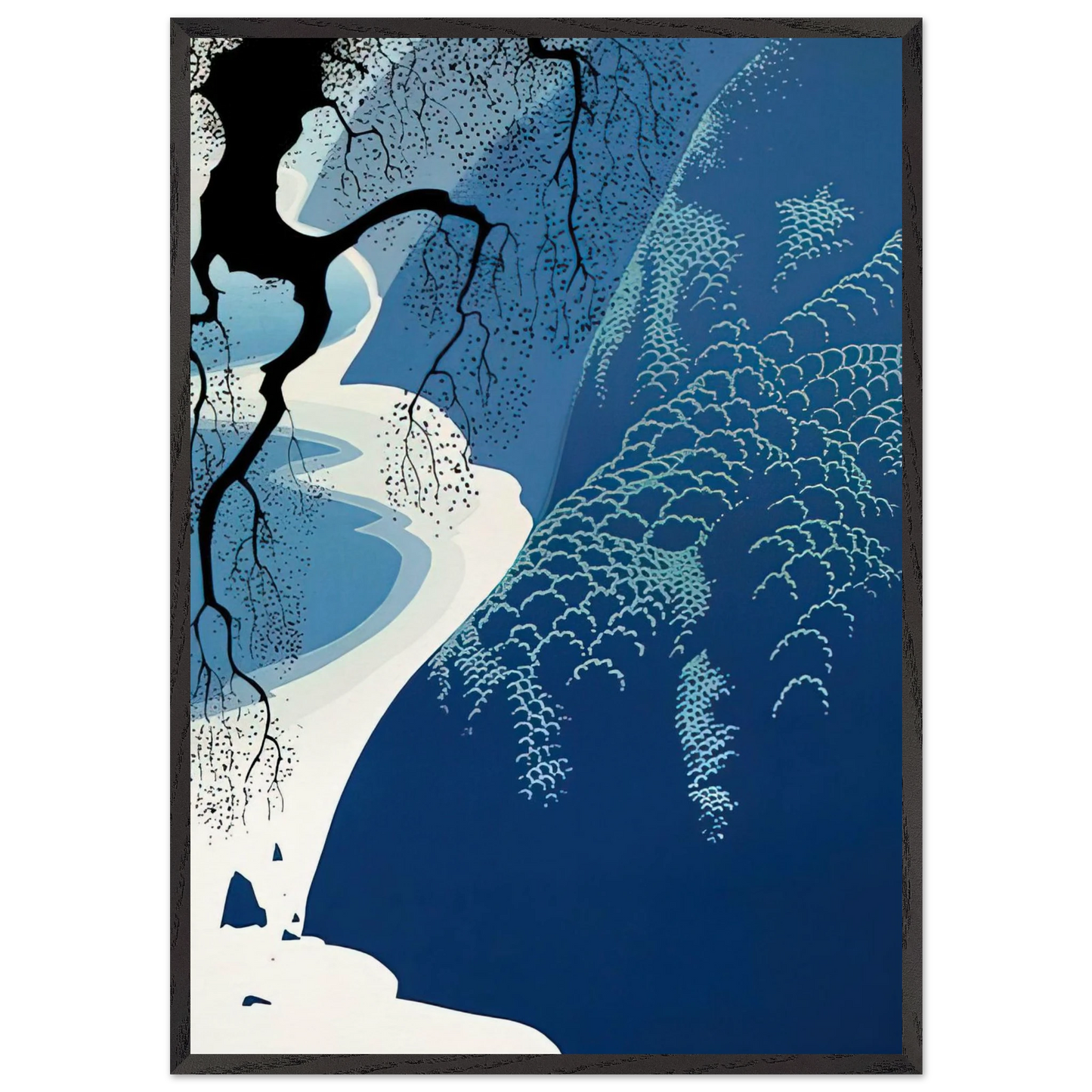 Big Sur and Branch - Eyvind Earle 70x100 cm / 28x40 inches Framed Art Print – Black Wooden Frame