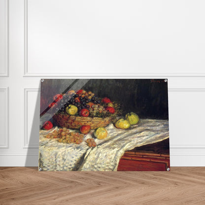 Fruit Basket with Apples and Grapes - claude monet Acrylic Print - 70x100 cm / 28x40″ inches