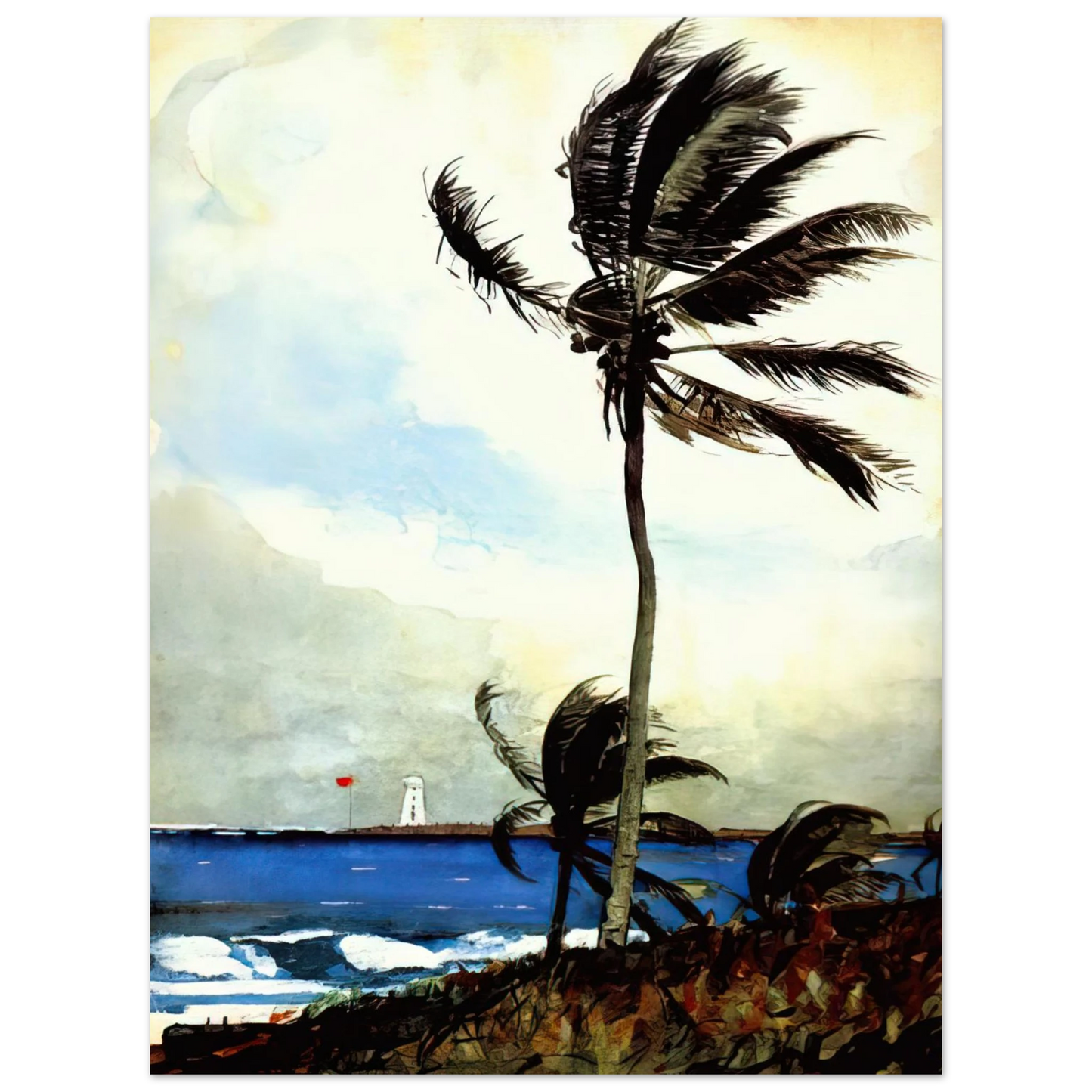 Winslow Homer - PALM TREE NASSAU  75x100 cm / 30x40inches Fine Art Poster
