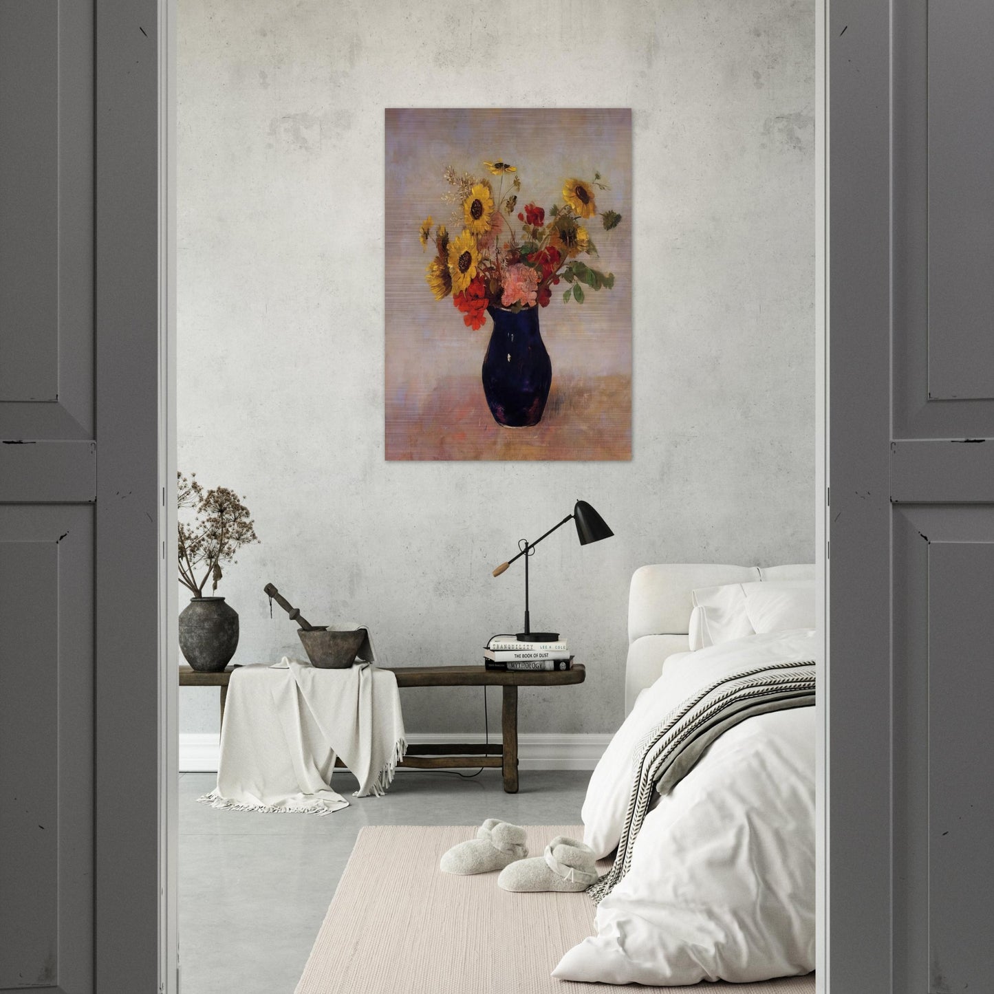 VASE OF FLOWERS - Odilon Redon Brushed Aluminum Print - 70x100 cm / 28x40 inches | Odilon Redon Aluminum Print | Odilon Redon Prints