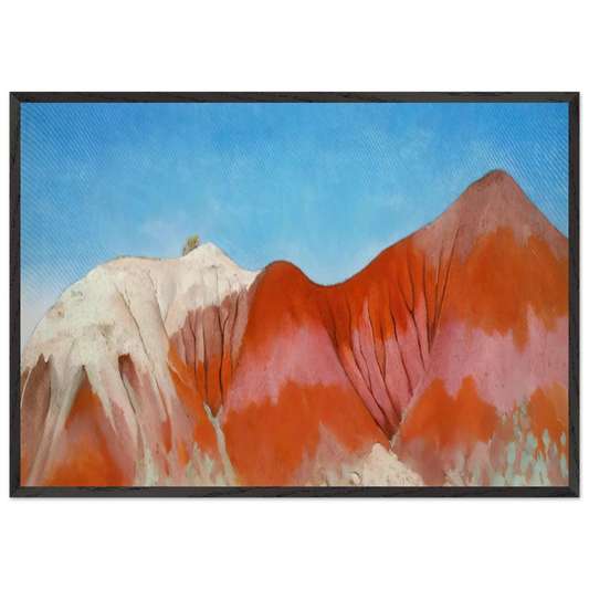 Series near abiquiu New Mexico - Hills to the left - Georgia OKeeffe 70x100 cm / 28x40 inches Framed Art Print – Black Wooden Frame