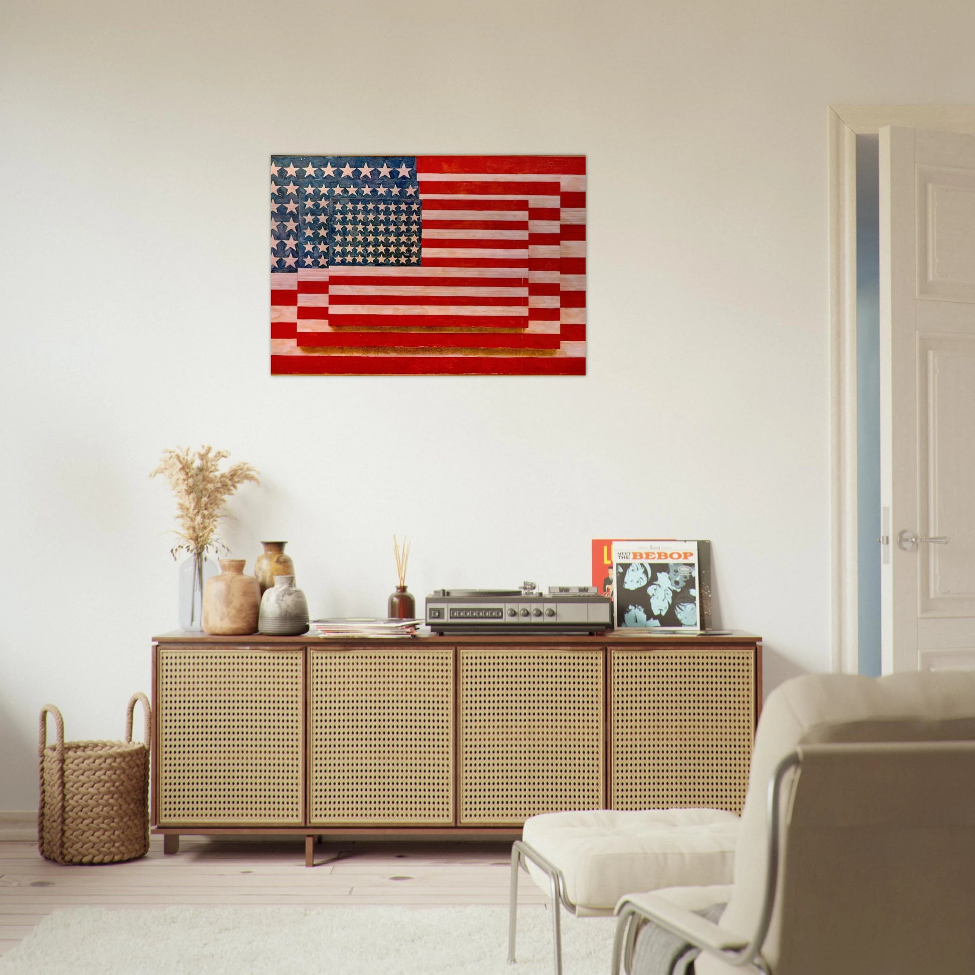 THREE FLAGS 1958 - Jasper Johns Brushed Aluminum Print - 70x100 cm / 28x40 inches | Jasper Johns Aluminum Print | Jasper Johns Prints
