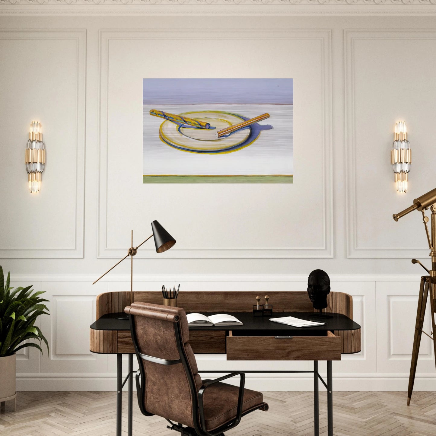 Two Candy Sticks - 2004 - Wayne Thiebaud Brushed Aluminum Print - 70x100 cm / 28x40 inches | Wayne Thiebaud Aluminum Print | Wayne Thiebaud Prints
