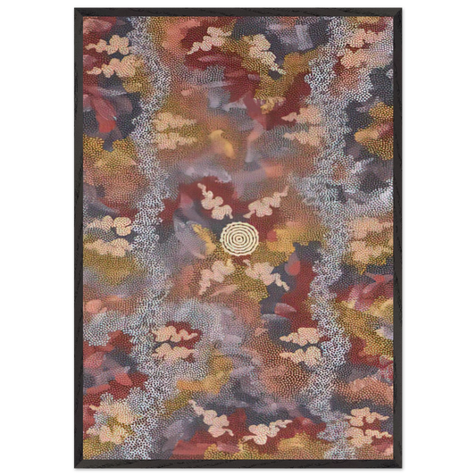 Corkwood Dreaming - 1994 - Clifford Possum Tjapaltjarri 70x100 cm / 28x40 inches Framed Art Print – Black Wooden Frame