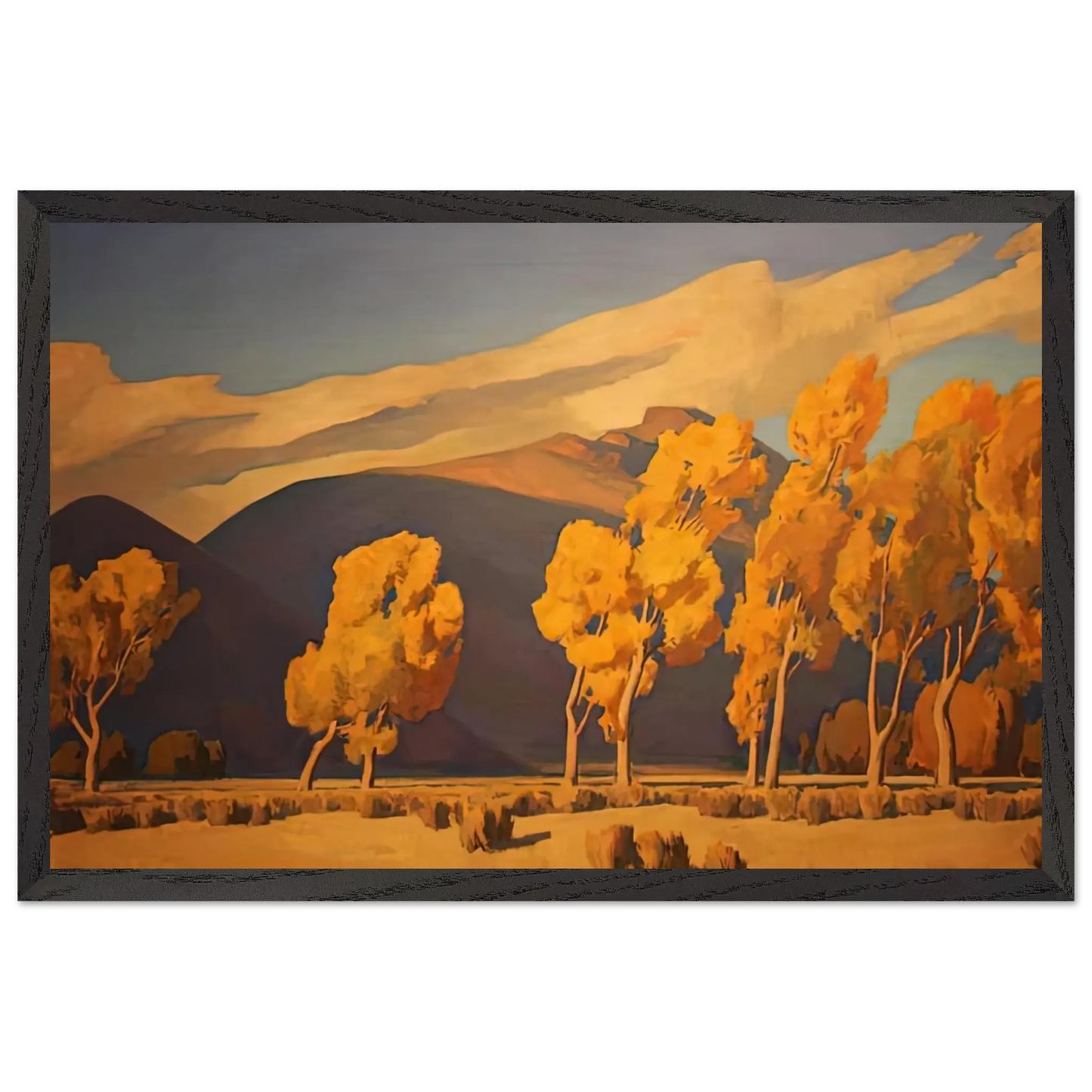 Maynard Dixon - NOVEMBER IN NEVADA 1935 Wall art - A2 (42 x 59.4  cm) - Premium Wooden Framed Poster With Fine Art Paper - Black frame