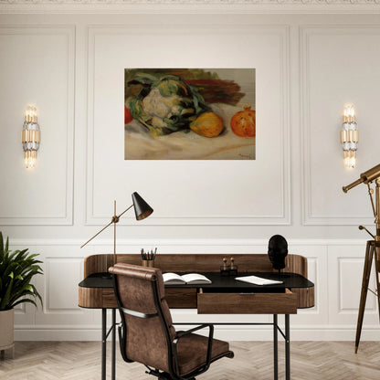 Cauliflower and Pomegranates - Pierre-Auguste Renoir Brushed Aluminum Print - 70x100 cm / 28x40 inches | Pierre-Auguste Renoir Aluminum Print | Pierre-Auguste Renoir Prints
