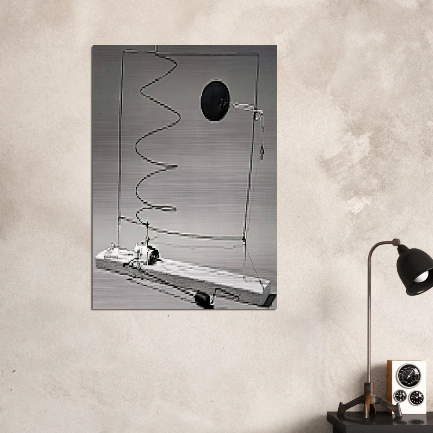 CRANK DRIVEN MOBILE 1932 - Alexander Calder Brushed Aluminum Print - 70x100 cm / 28x40 inches | Alexander Calder Aluminum Print | Alexander Calder Prints
