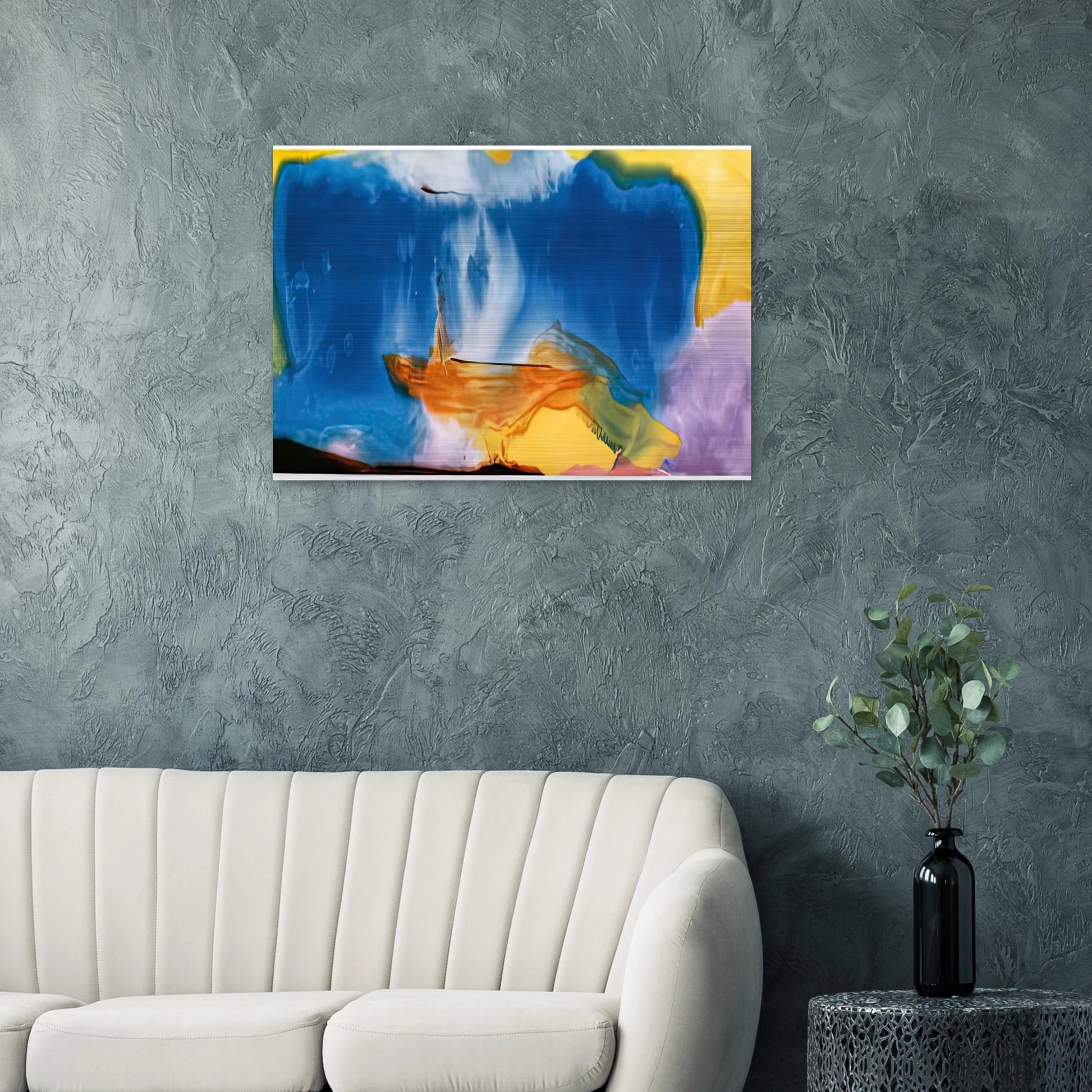 Moveable Blue, 1973- - Helen Frankenthaler Brushed Aluminum Print - 70x100 cm / 28x40 inches | Helen Frankenthaler Aluminum Print | Helen Frankenthaler Prints