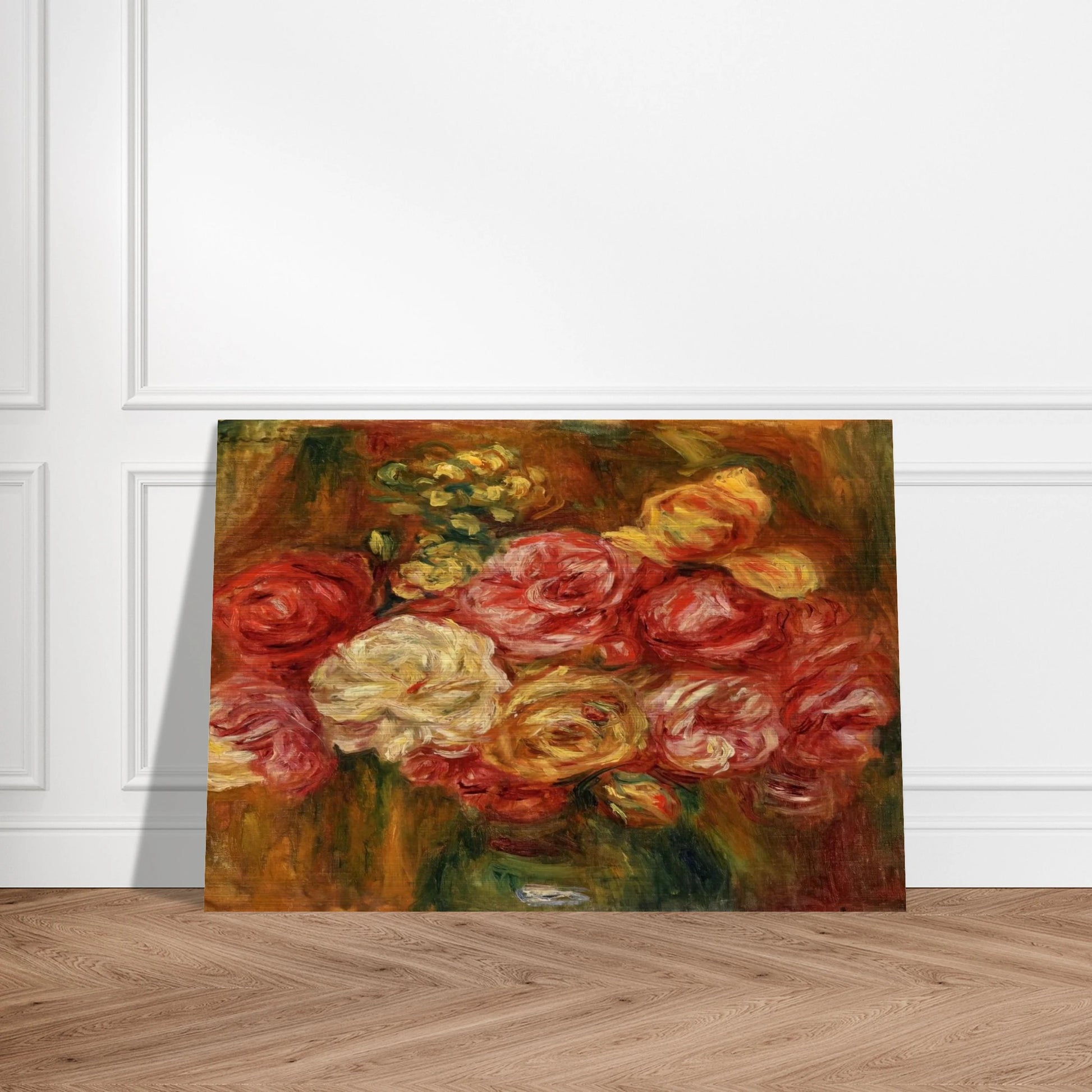 Bouquet of Roses in a Green Vase - Pierre-Auguste Renoir Brushed Aluminum Print - 70x100 cm / 28x40 inches | Pierre-Auguste Renoir Aluminum Print | Pierre-Auguste Renoir Prints