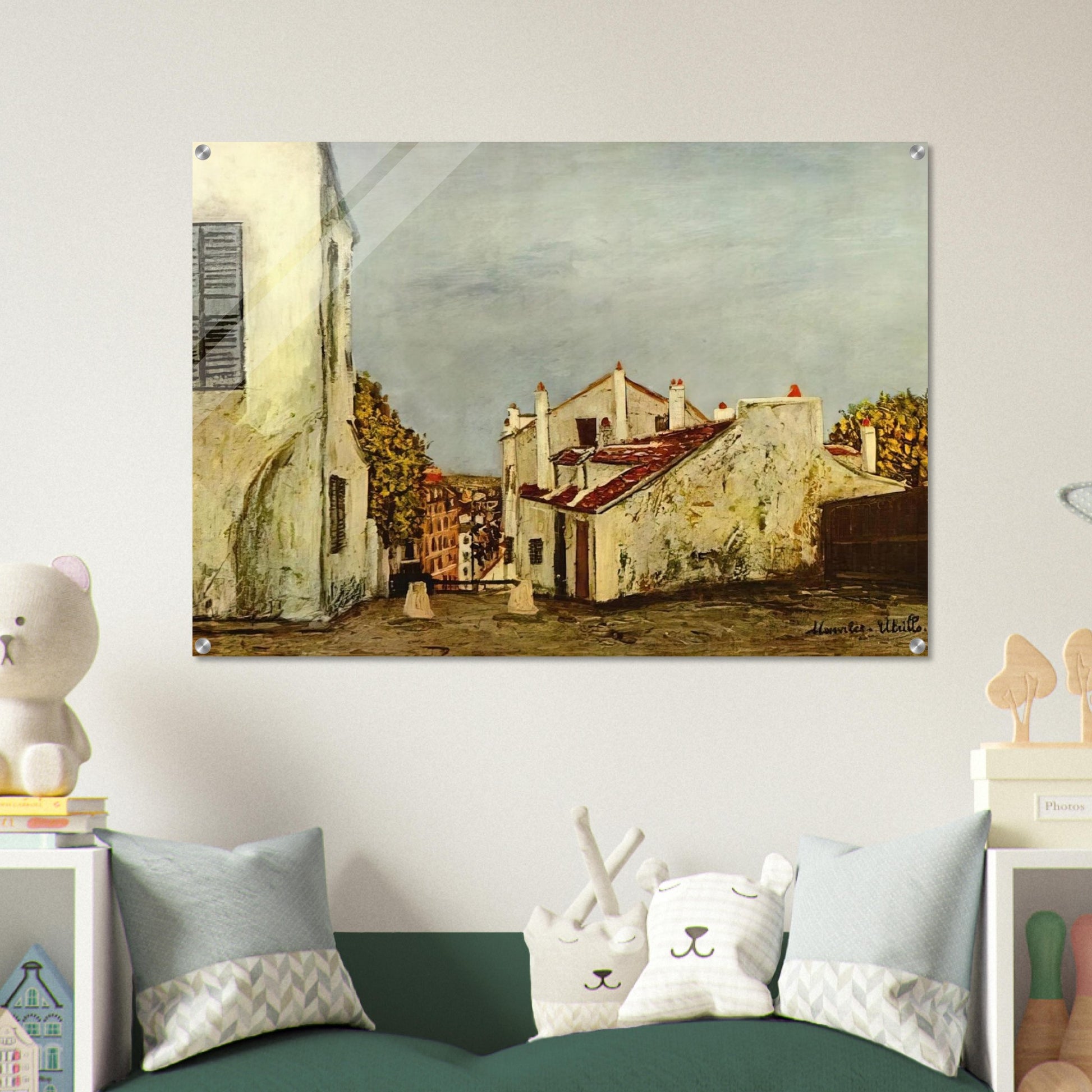 HOUSES IN MONTMARTRE - Maurice Utrillo Acrylic Print - 70x100 cm / 28x40″ inches