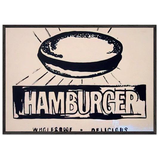 Hamburger  beige  - Andy Warhol 70x100 cm / 28x40 inches Framed Art Print – Black Wooden Frame
