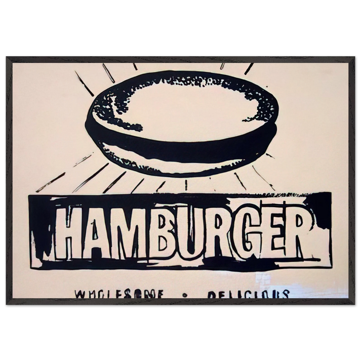 Hamburger  beige  - Andy Warhol 70x100 cm / 28x40 inches Framed Art Print – Black Wooden Frame