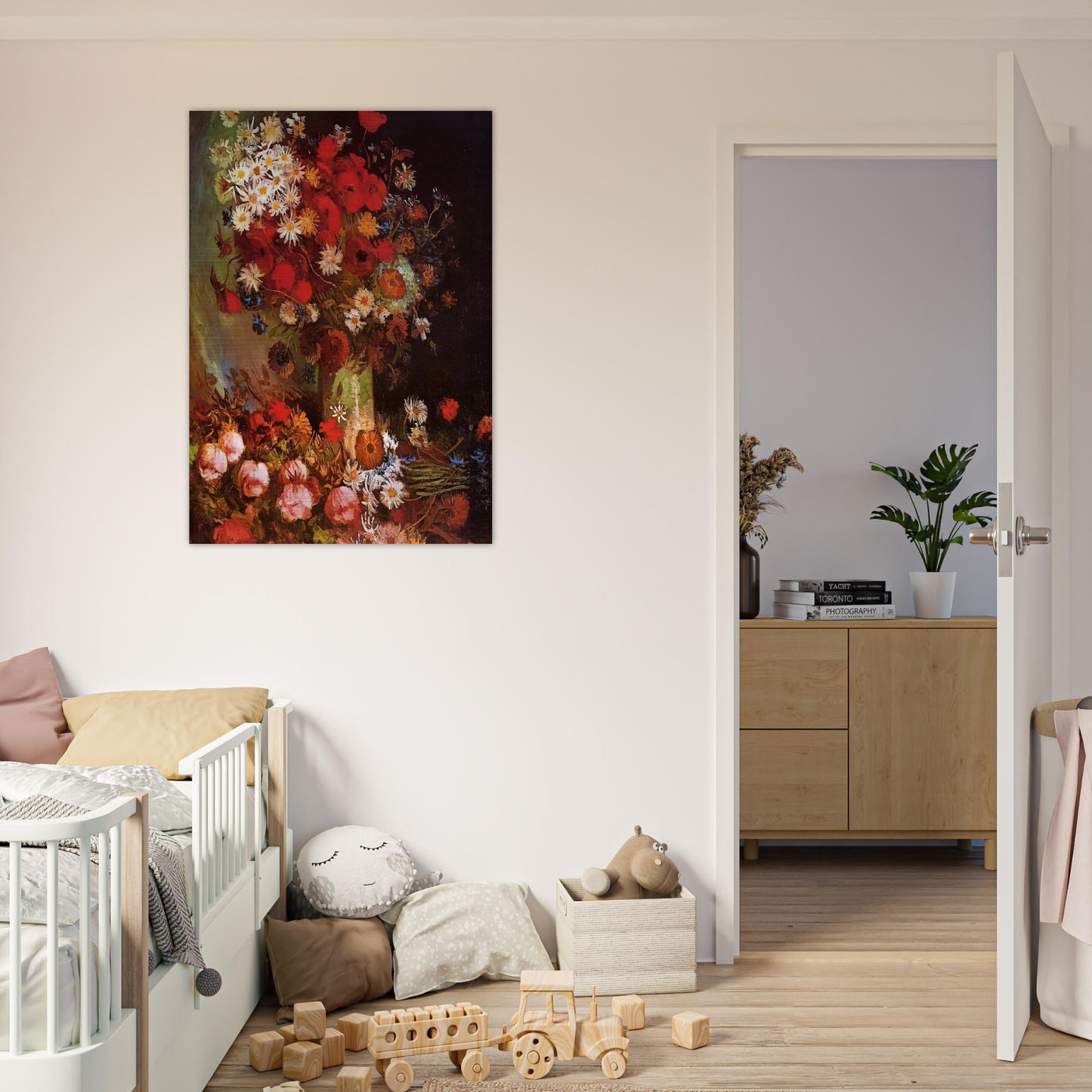 Vase with Poppies, Cornflowers, Peonies and Chrysanthemums - Vincent van Gogh Brushed Aluminum Print - 70x100 cm / 28x40 inches | Vincent van Gogh Aluminum Print | Vincent van Gogh Prints