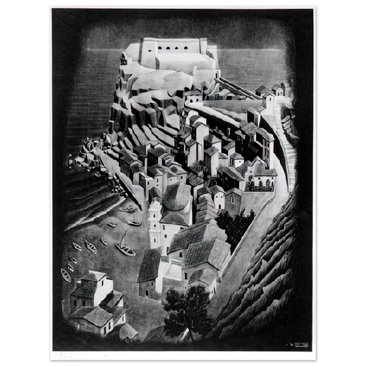 MC Escher - SCILLA CALABRIA JANUARY 1931 1931 Wall Art - 21x29.7 cm / 8x12" - Fine Art Poster - -