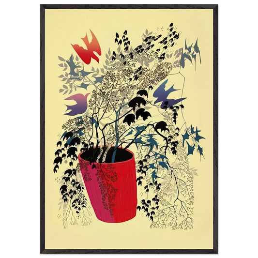 Red Barrell - Eyvind Earle 70x100 cm / 28x40 inches Framed Art Print – Black Wooden Frame