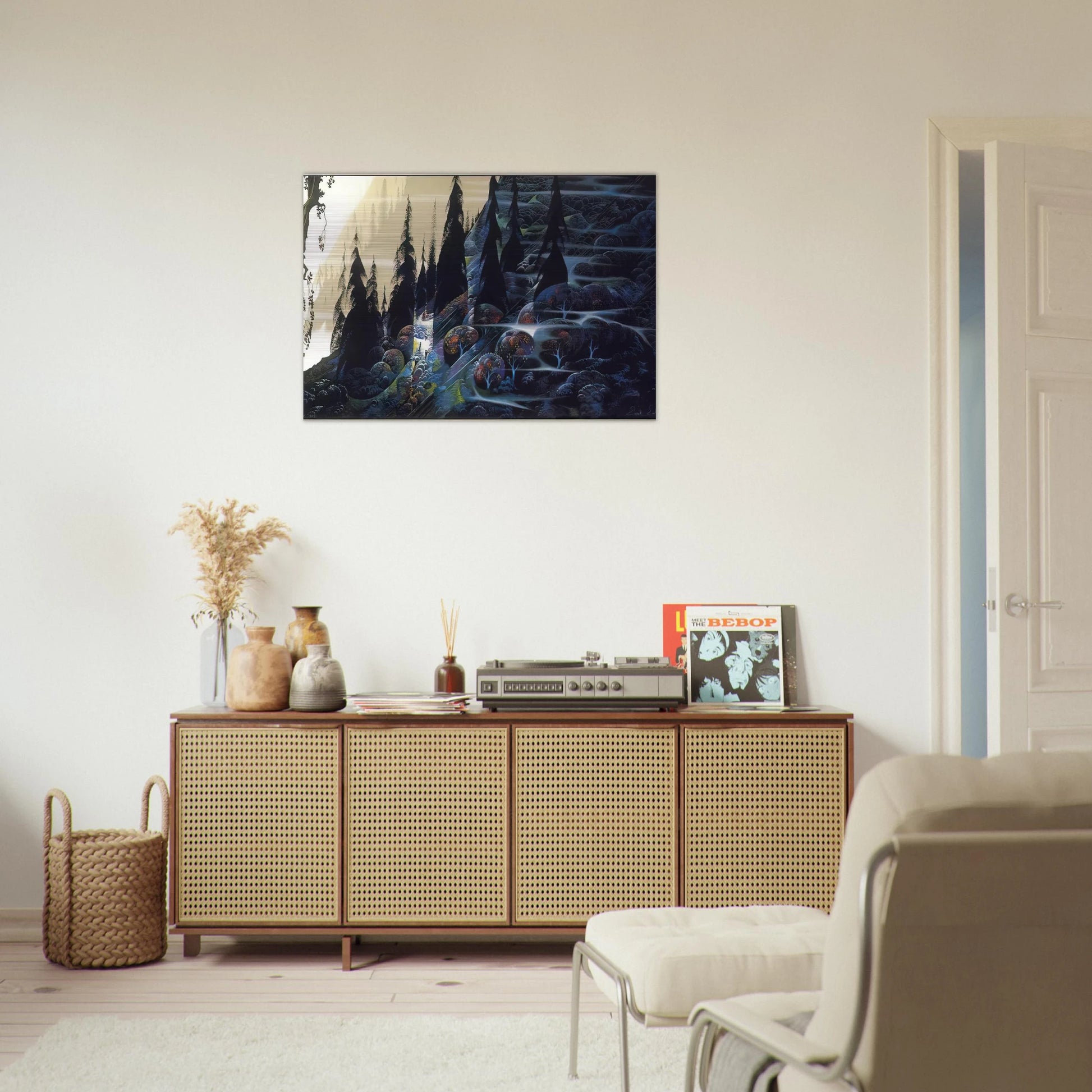 Black Spruce - Eyvind Earle Brushed Aluminum Print - 70x100 cm / 28x40 inches | Eyvind Earle Aluminum Print | Eyvind Earle Prints
