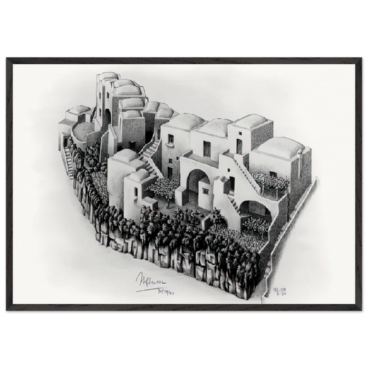 ESCHER 24 - MC Escher 70x100 cm / 28x40 inches Framed Art Print – Black Wooden Frame | Maurits Cornelis Escher Prints