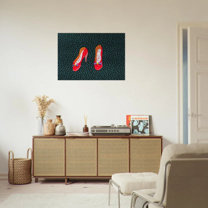 SHOES 1985 - Yayoi Kusama Brushed Aluminum Print - 70x100 cm / 28x40 inches | Yayoi Kusama Aluminum Print | Yayoi Kusama Prints