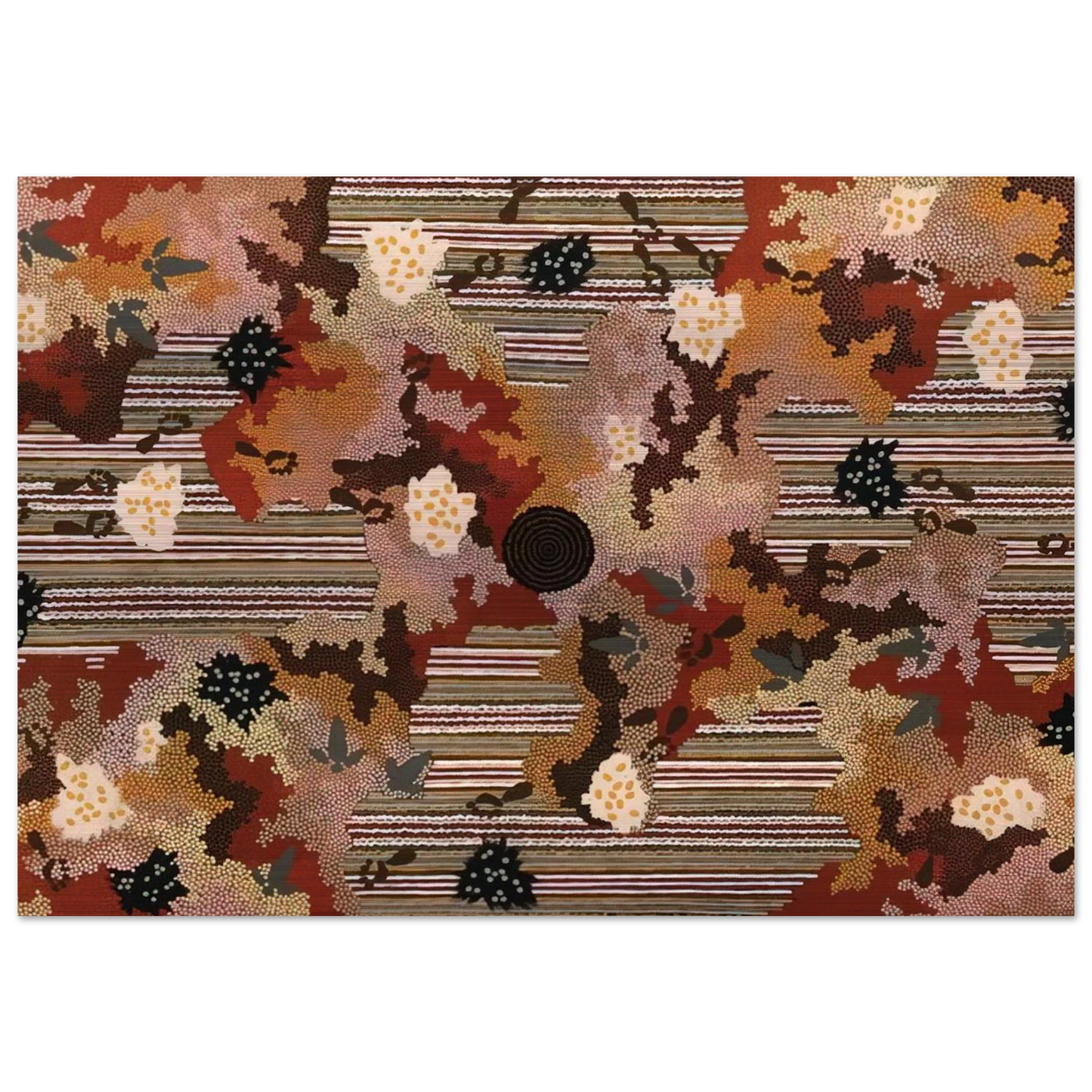 Wildflowers at Yabbierangu - 1991 - Clifford Possum Tjapaltjarri Brushed Aluminum Print - 70x100 cm / 28x40 inches | Clifford Possum Tjapaltjarri Aluminum Print | Clifford Possum Tjapaltjarri Prints