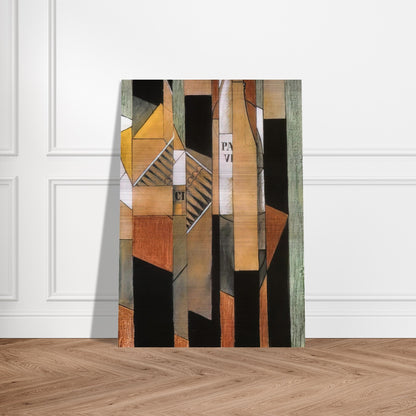 STILL LIFE WITH BOTTLE AND CIGARS 1912 - Juan Gris Brushed Aluminum Print - 70x100 cm / 28x40 inches | Juan Gris Aluminum Print | Juan Gris Prints