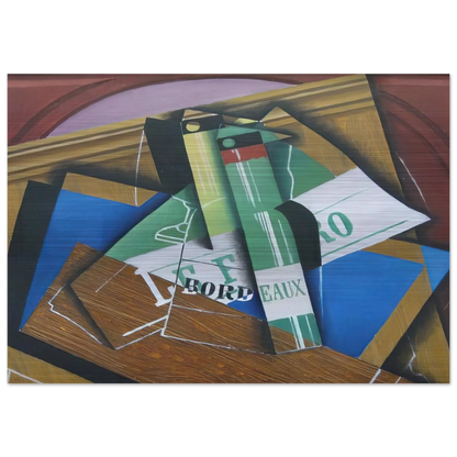 THE BORDEAUX BOTTLE 1915 - Juan Gris Brushed Aluminum Print - 70x100 cm / 28x40 inches | Juan Gris Aluminum Print | Juan Gris Prints