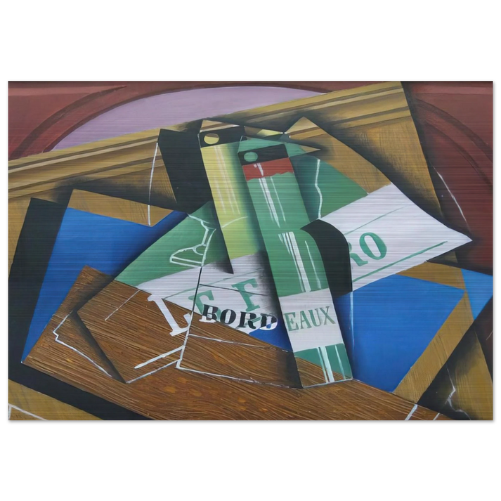 THE BORDEAUX BOTTLE 1915 - Juan Gris Brushed Aluminum Print - 70x100 cm / 28x40 inches | Juan Gris Aluminum Print | Juan Gris Prints