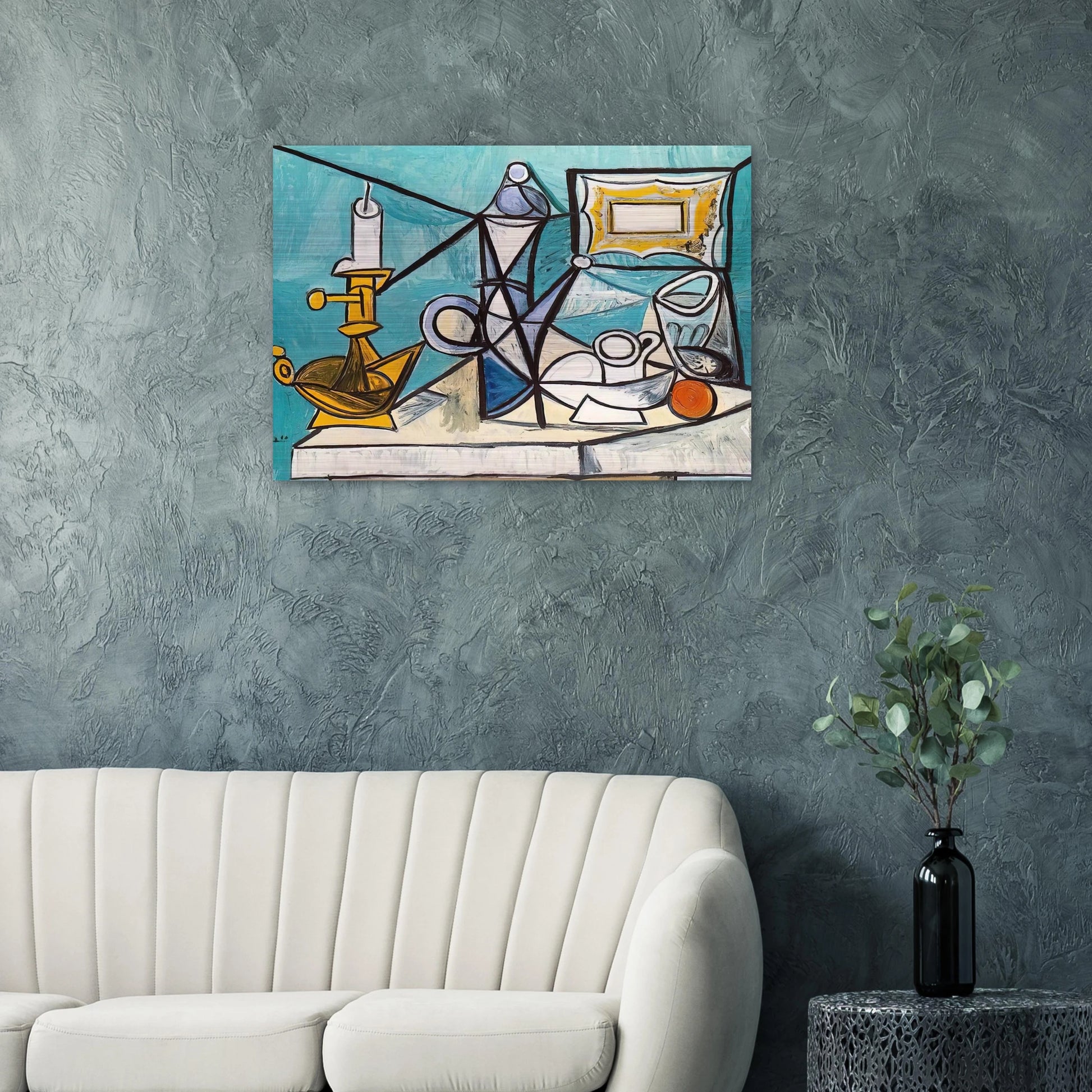 Still life with lamp - 1944 - Pablo Picasso Brushed Aluminum Print - 70x100 cm / 28x40 inches | Pablo Picasso Aluminum Print | Pablo Picasso Prints