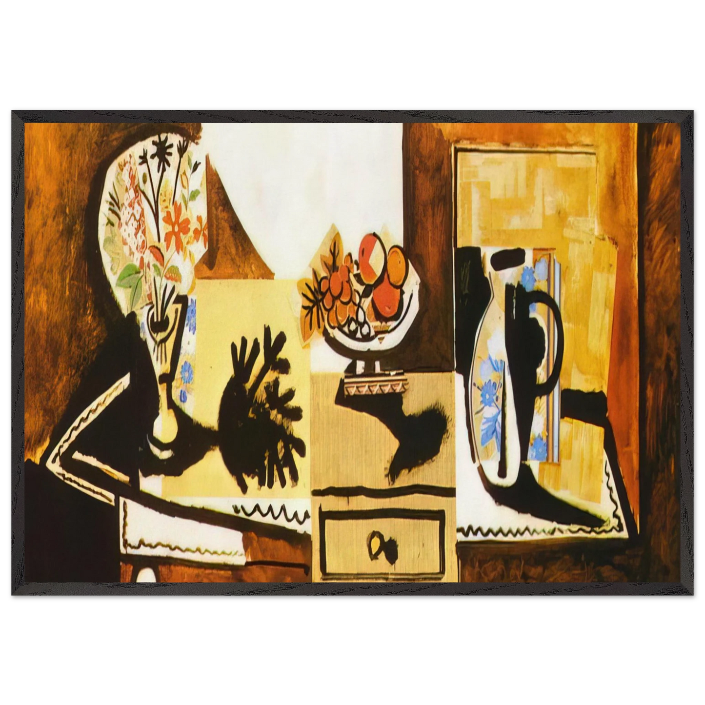 Still life on the dresser - Pablo Picasso 70x100 cm / 28x40 inches Framed Art Print – Black Wooden Frame