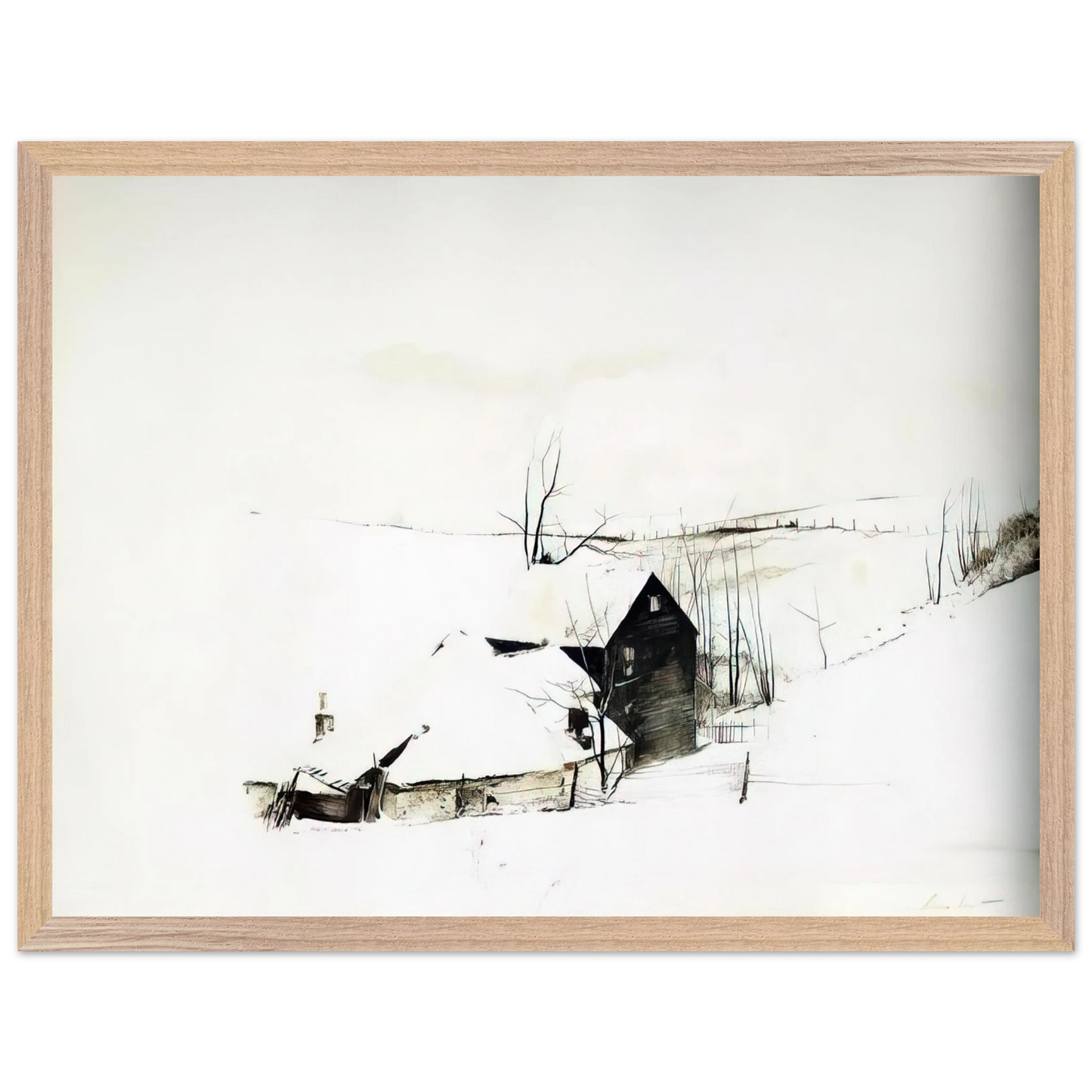 Andrew Wyeth - THE CORNER Wall Art - 60x80 cm / 24x32 inches - Premium Wooden Framed Poster With Fine Art Paper - White frame