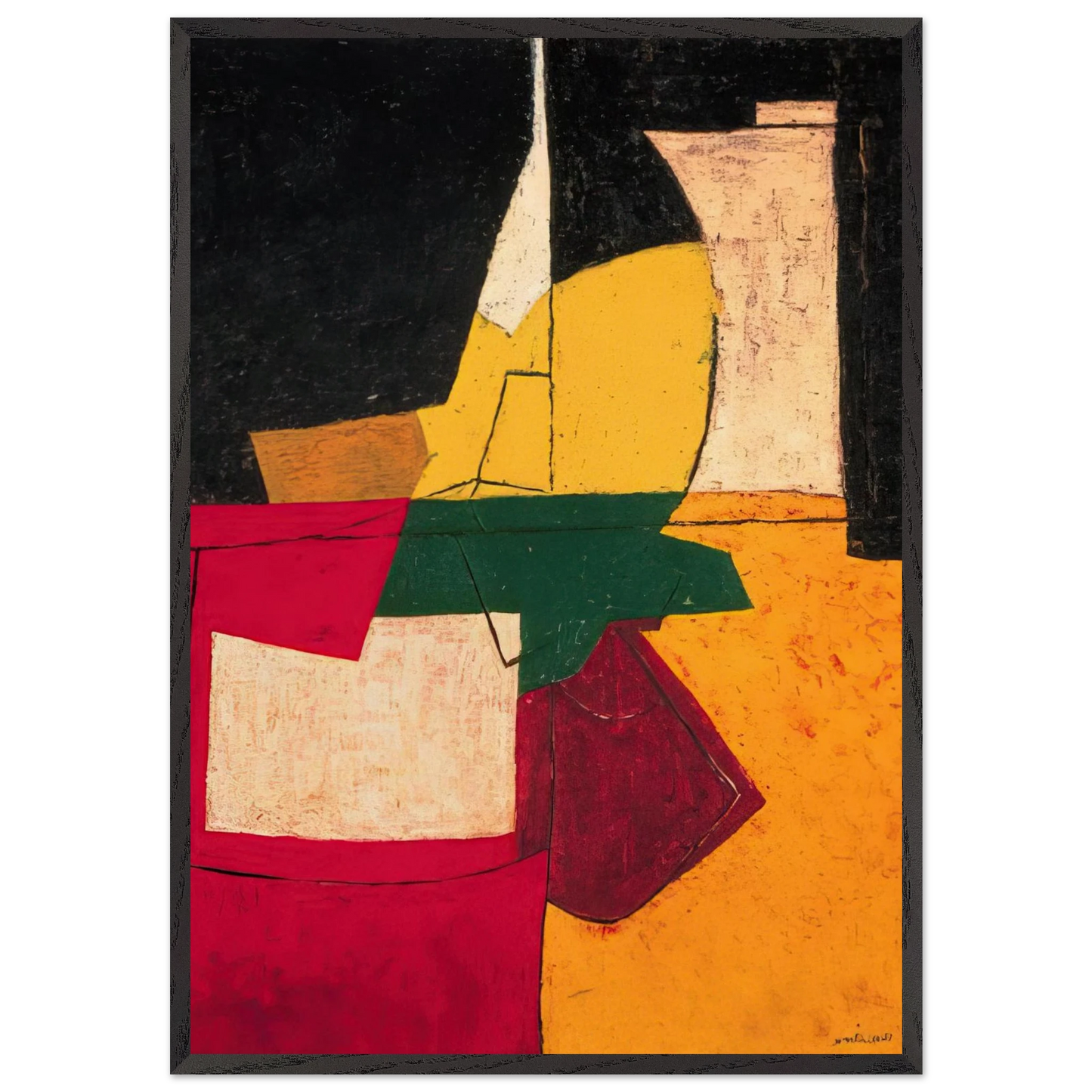 Composition abstraite aux traits - 1951 - Serge Poliakoff 70x100 cm / 28x40 inches Framed Art Print – Black Wooden Frame