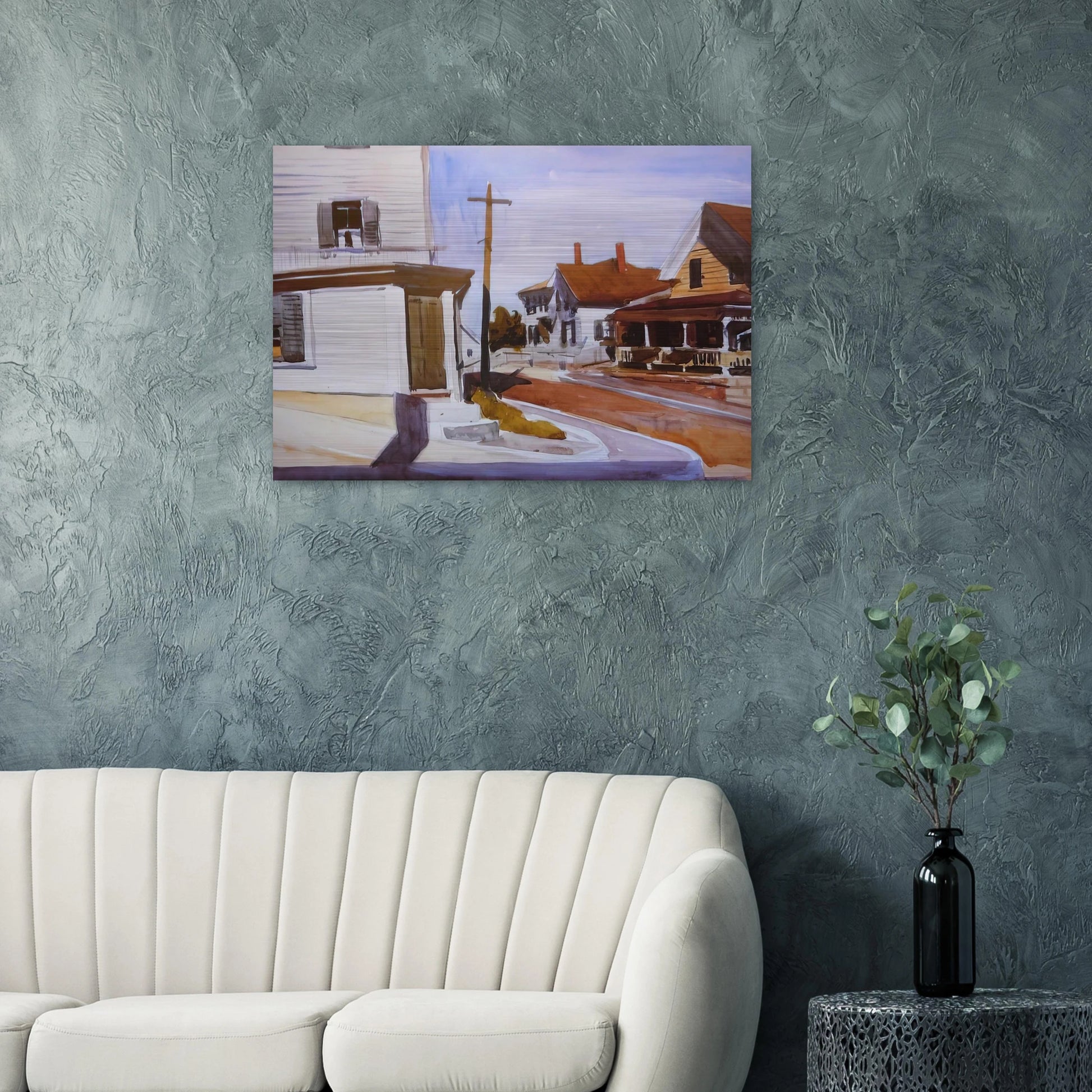 Street Corner - Edward Hopper Brushed Aluminum Print - 70x100 cm / 28x40 inches | Edward Hopper Aluminum Print | Edward Hopper Prints