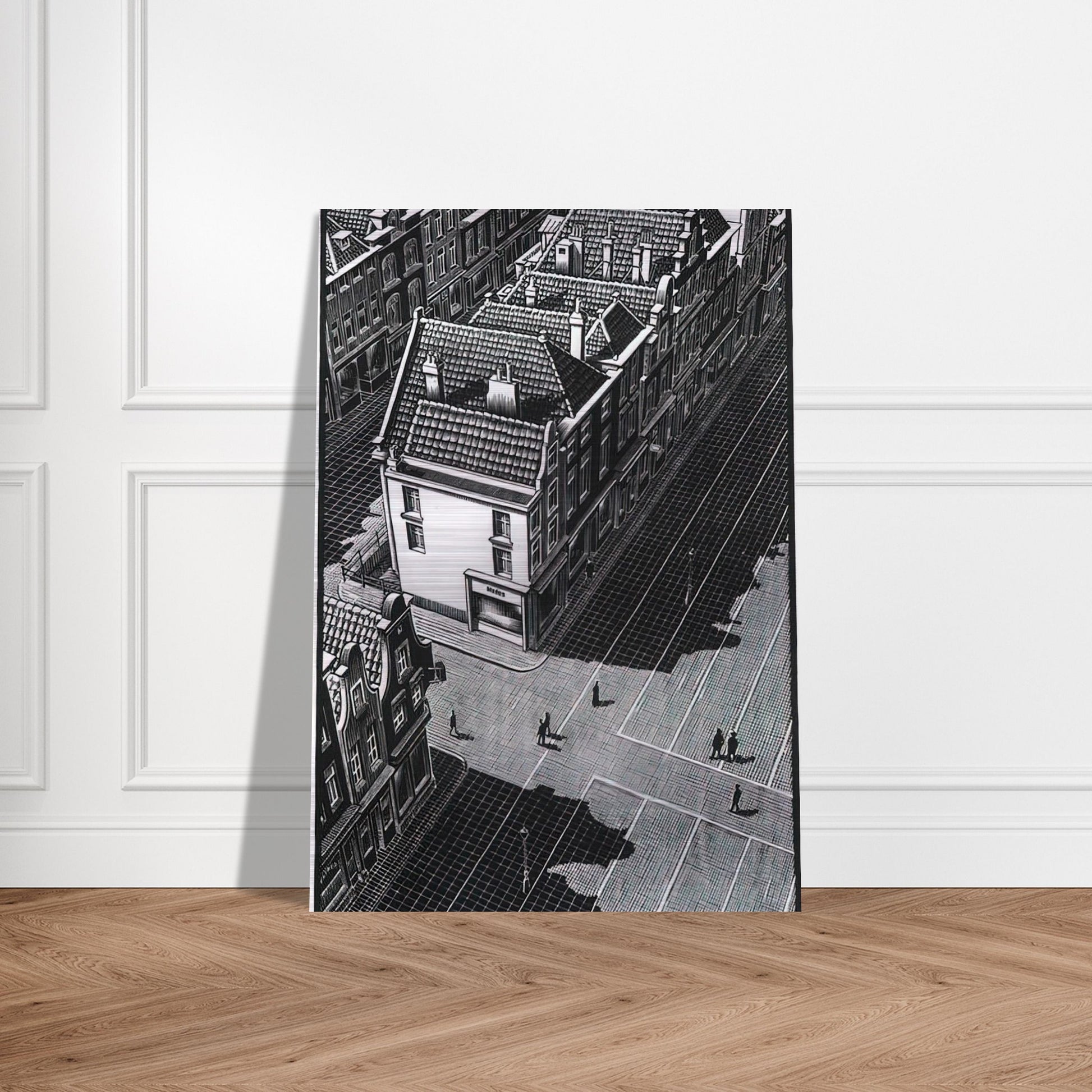 DELFT - MC Escher Brushed Aluminum Print - 70x100 cm / 28x40 inches | MC Escher Aluminum Print | MC Escher Prints | Maurits Cornelis Escher Prints