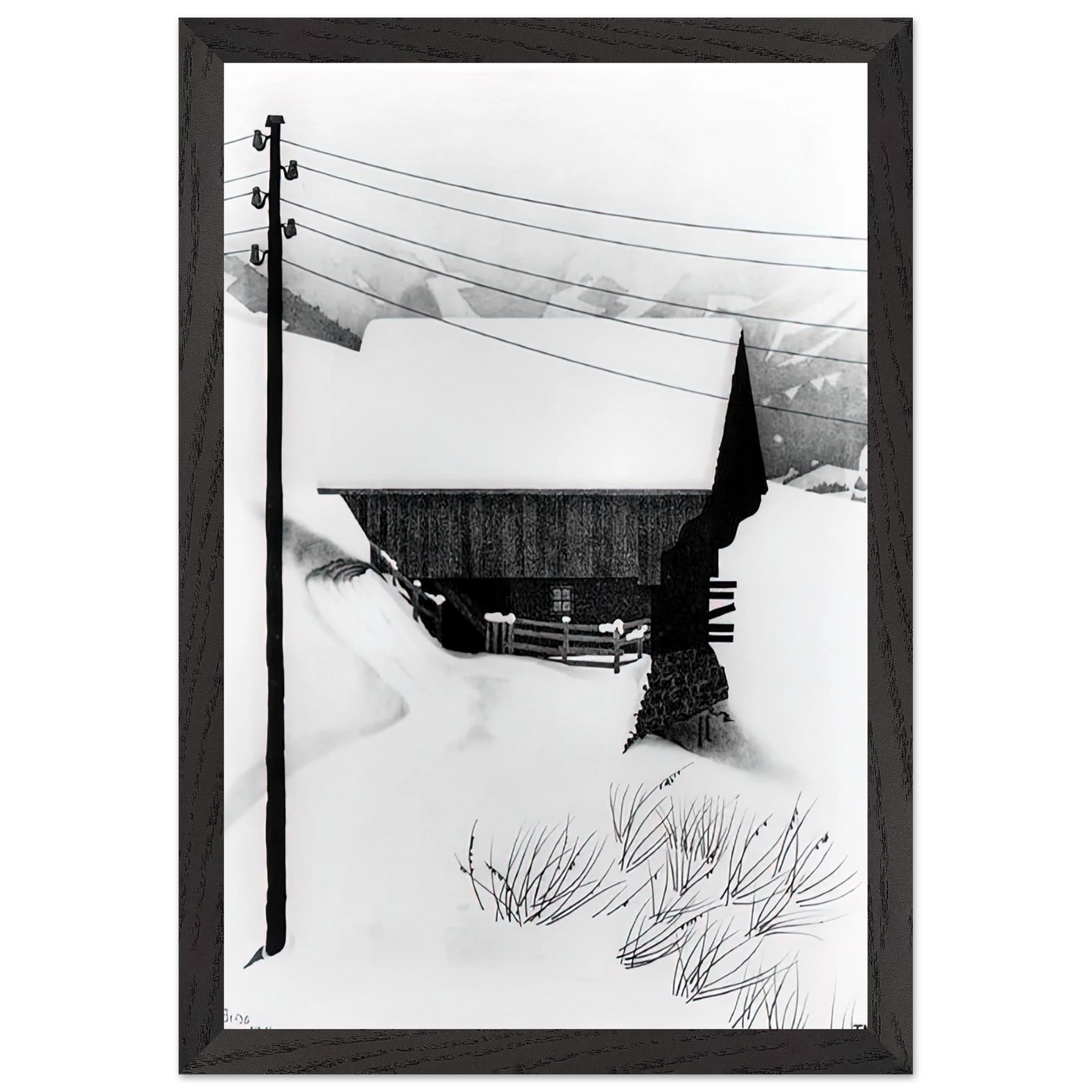 MC Escher - SNOW Wall Art - 21x29.7 cm / 8x12" - Premium Wooden Framed Poster With Fine Art Paper - White frame