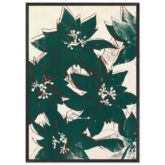 Poinsetta - Andy Warhol 70x100 cm / 28x40 inches Framed Art Print – Black Wooden Frame