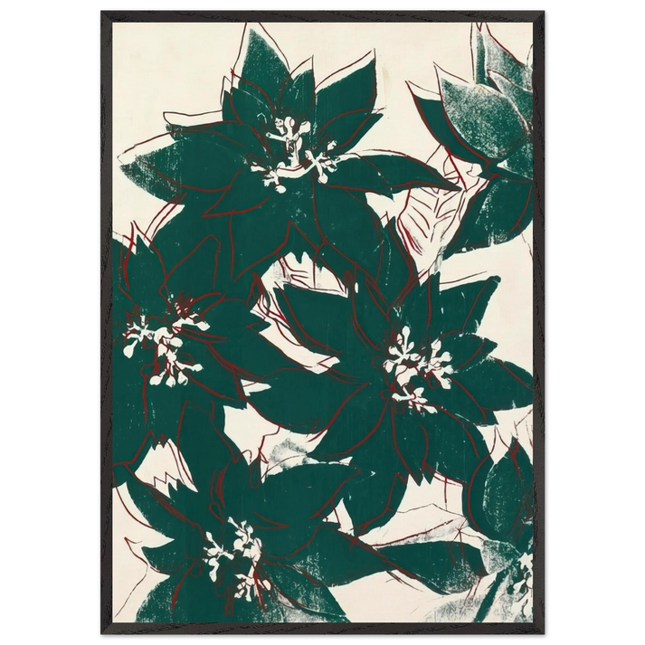 Poinsetta - Andy Warhol 70x100 cm / 28x40 inches Framed Art Print – Black Wooden Frame