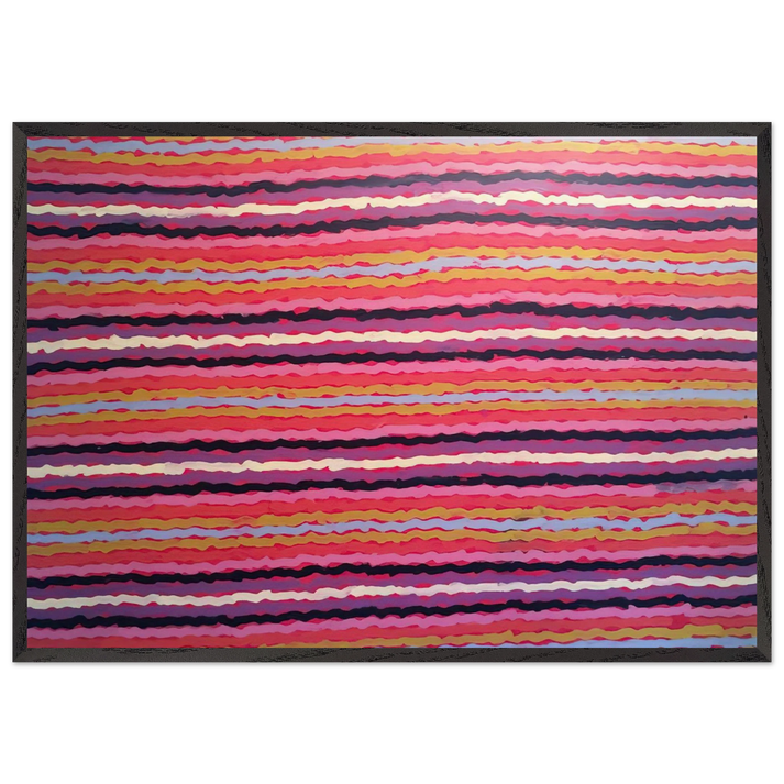 Spear Dreaming South of Naperby - 1995 - Clifford Possum Tjapaltjarri 70x100 cm / 28x40 inches Framed Art Print – Black Wooden Frame