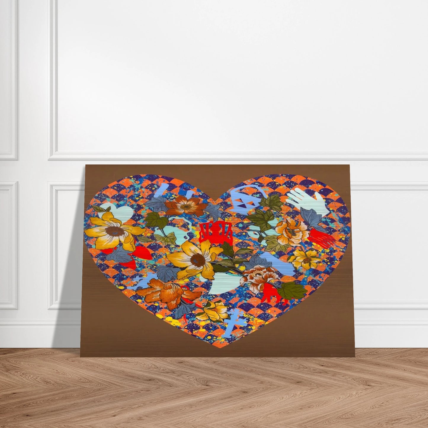 Our Stenciled Heart - 2008 - Miriam Schapiro Brushed Aluminum Print - 70x100 cm / 28x40 inches | Miriam Schapiro Aluminum Print | Miriam Schapiro Prints