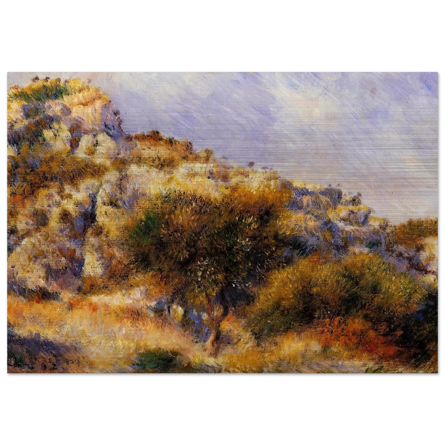 Rocks at l'Estaque - Pierre-Auguste Renoir Brushed Aluminum Print - 70x100 cm / 28x40 inches | Pierre-Auguste Renoir Aluminum Print | Pierre-Auguste Renoir Prints
