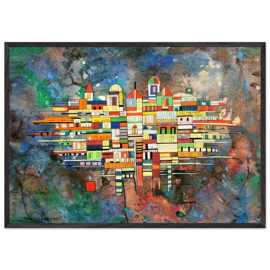 CITY 1954 - Rene Portocarrero 70x100 cm / 28x40 inches Framed Art Print – Black Wooden Frame