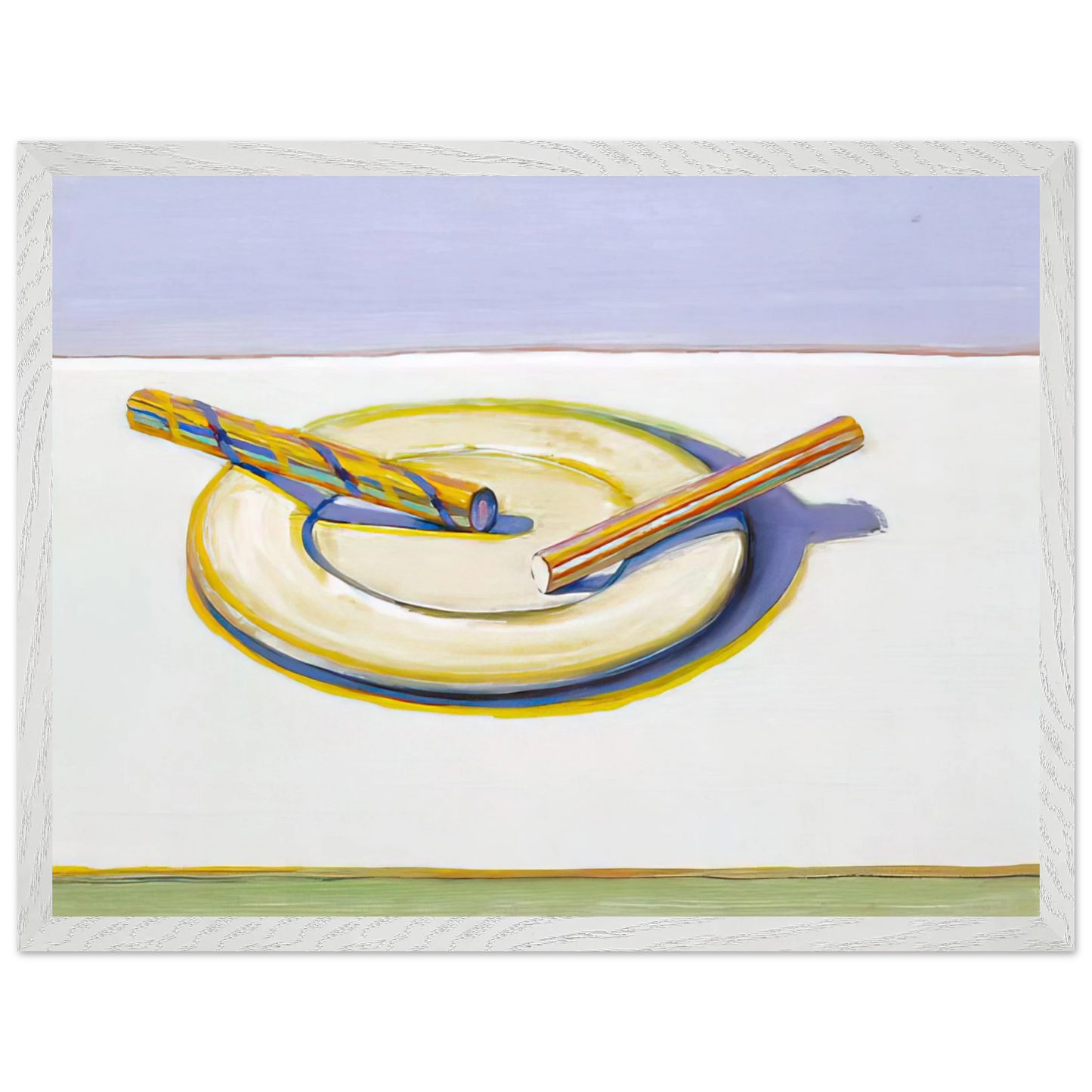 Wayne Thiebaud - Two Candy Sticks - 2004 Wall Art - 30x40 cm / 12x16 inches - Premium Wooden Framed Poster With Fine Art Paper - Black frame