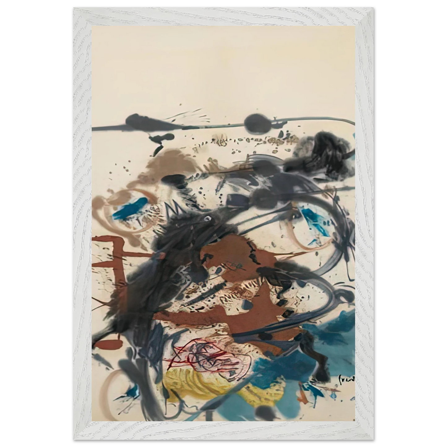 Helen Frankenthaler - Winter Hunt, 1958- Wall Art - 30x40 cm / 12x16 inches - Premium Wooden Framed Poster With Fine Art Paper-canvas - Black frame