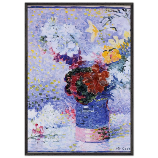 Flowers in a Glass - Henri-Edmond Cross 70x100 cm / 28x40 inches Framed Art Print – Black Wooden Frame